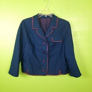 Rare Vintage One of a kind Betti Brent Blue Button Up Blazer Jacket Size Medium